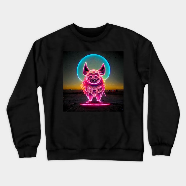 Neon Pig Crewneck Sweatshirt by DarkAgeArt